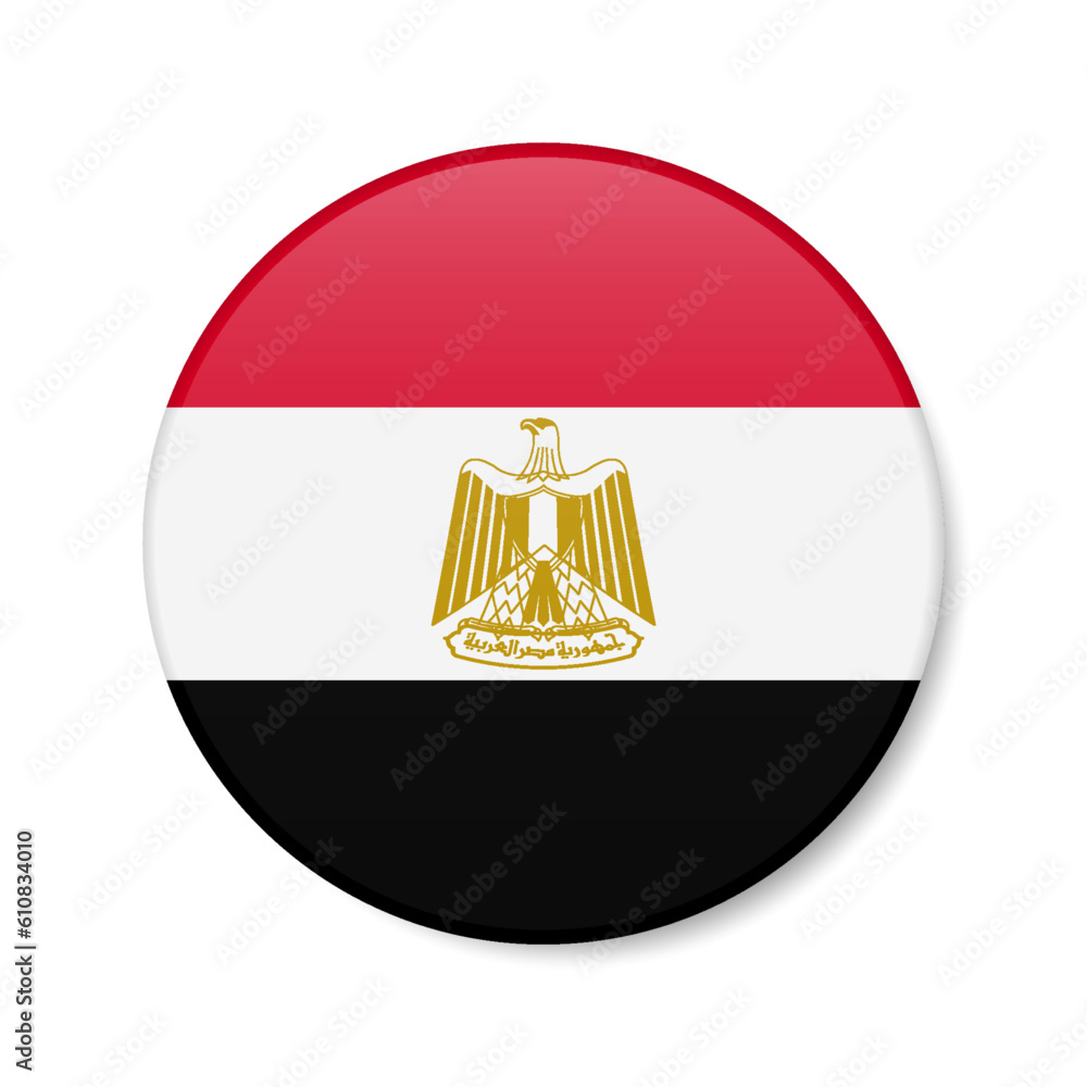 Obraz premium Egypt circle button icon. Egyptian round badge flag. 3D realistic isolated vector illustration