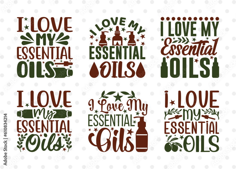 Vecteur Stock I Love My Essential Oils SVG Bundle, Essential Oil Svg
