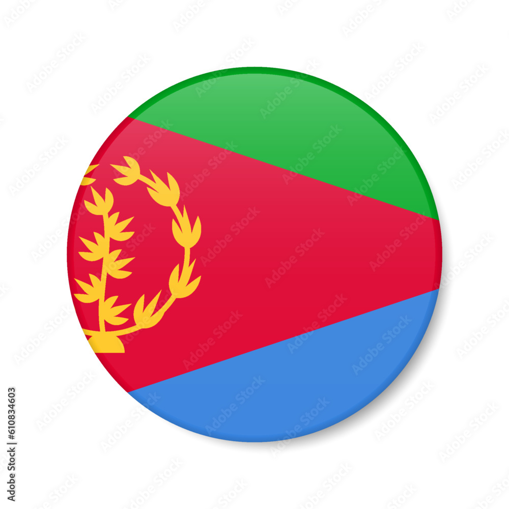 Fototapeta premium Eritrea circle button icon. Eritrean round badge flag. 3D realistic isolated vector illustration