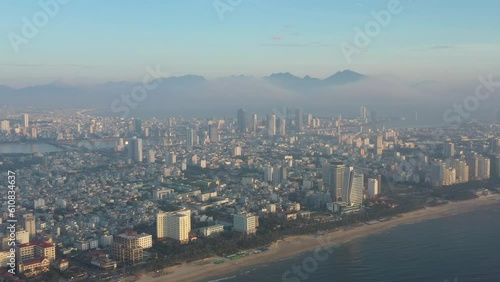 Wallpaper Mural Aerial view of Da Nang at sunset which is a very famous destination. Torontodigital.ca