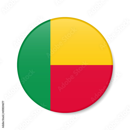 Benin circle button icon. Dahomey round badge flag. 3D realistic isolated vector illustration Free Download Benin circle button icon. Dahomey round badge flag. 3D realistic isolated vector illustration - GFXLoad