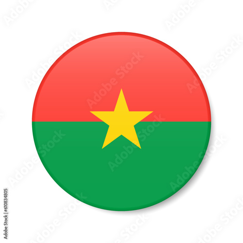 Free Download Burkina Faso circle button icon. Upper Volta round badge flag. 3D realistic isolated vector illustration - GFXLoad