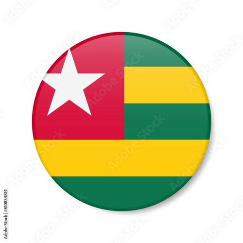 Free Download Togo circle button icon. Togolese Republic round badge flag. 3D realistic isolated vector illustration - GFXLoad