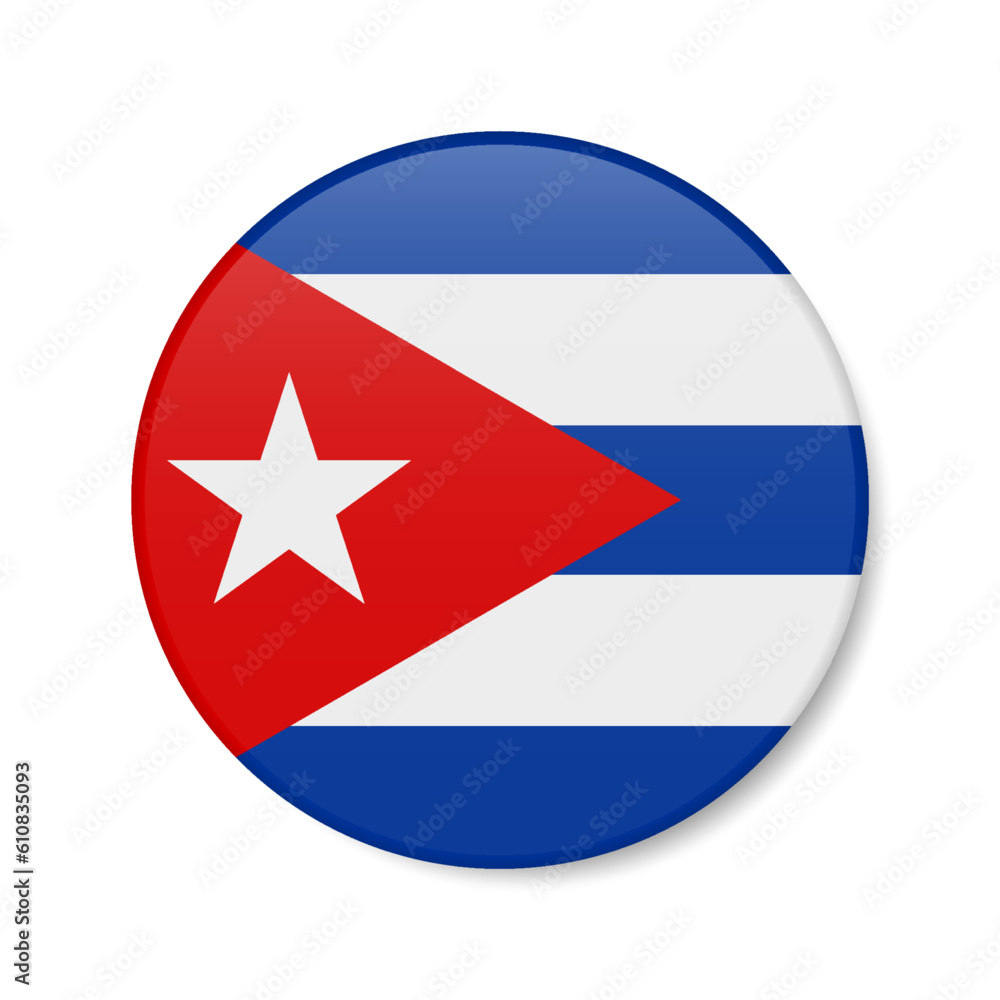 Cuba circle button icon. Cuban round badge flag. 3D realistic isolated vector illustration Cuba circle button icon. Cuban round badge flag. 3D realistic isolated vector illustration
