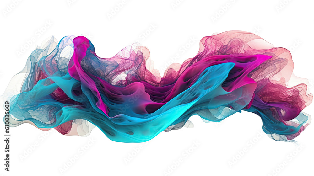 nebula gas in teal and magenta abstract colorful shape, 3d render style, isolated on a transparent background