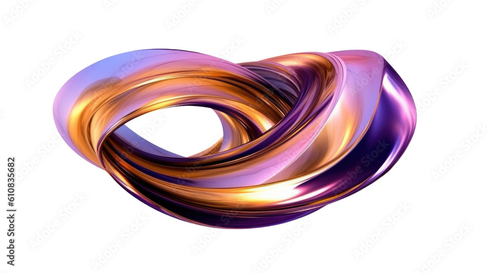 quasar flash in purple and bronze abstract colorful shape, 3d render style, isolated on a transparent background