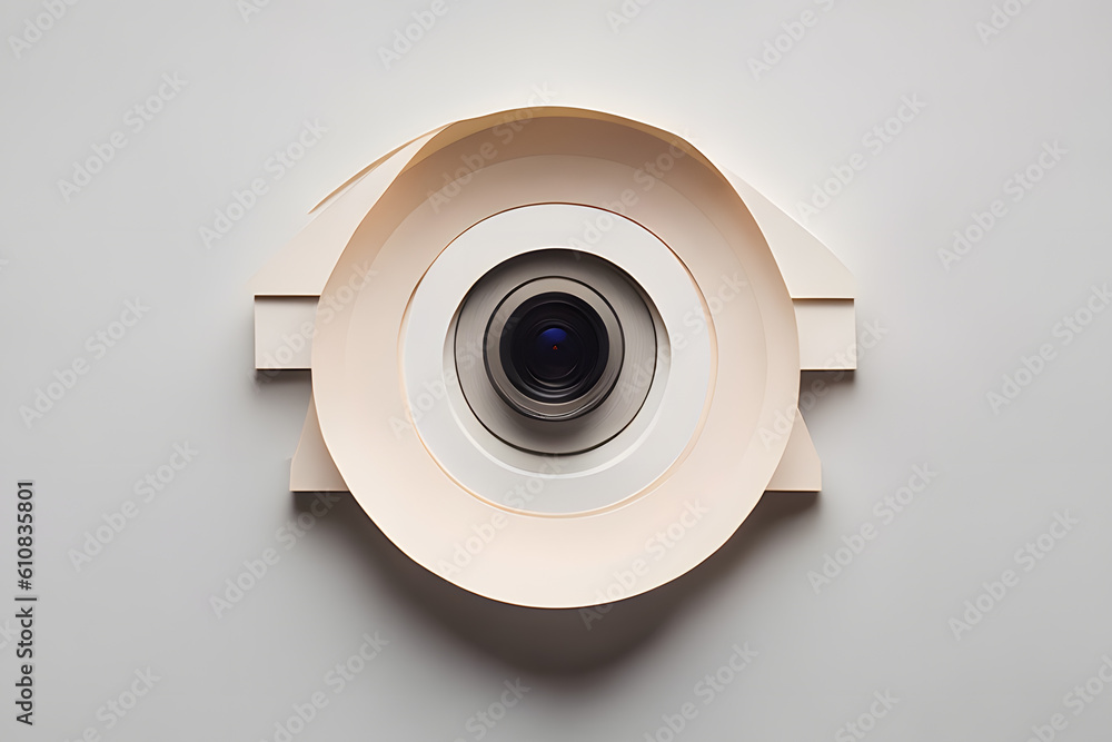 a minimalist image of a camera lens, paper art style ai generated a minimalist image of a camera lens, paper art style ai generated