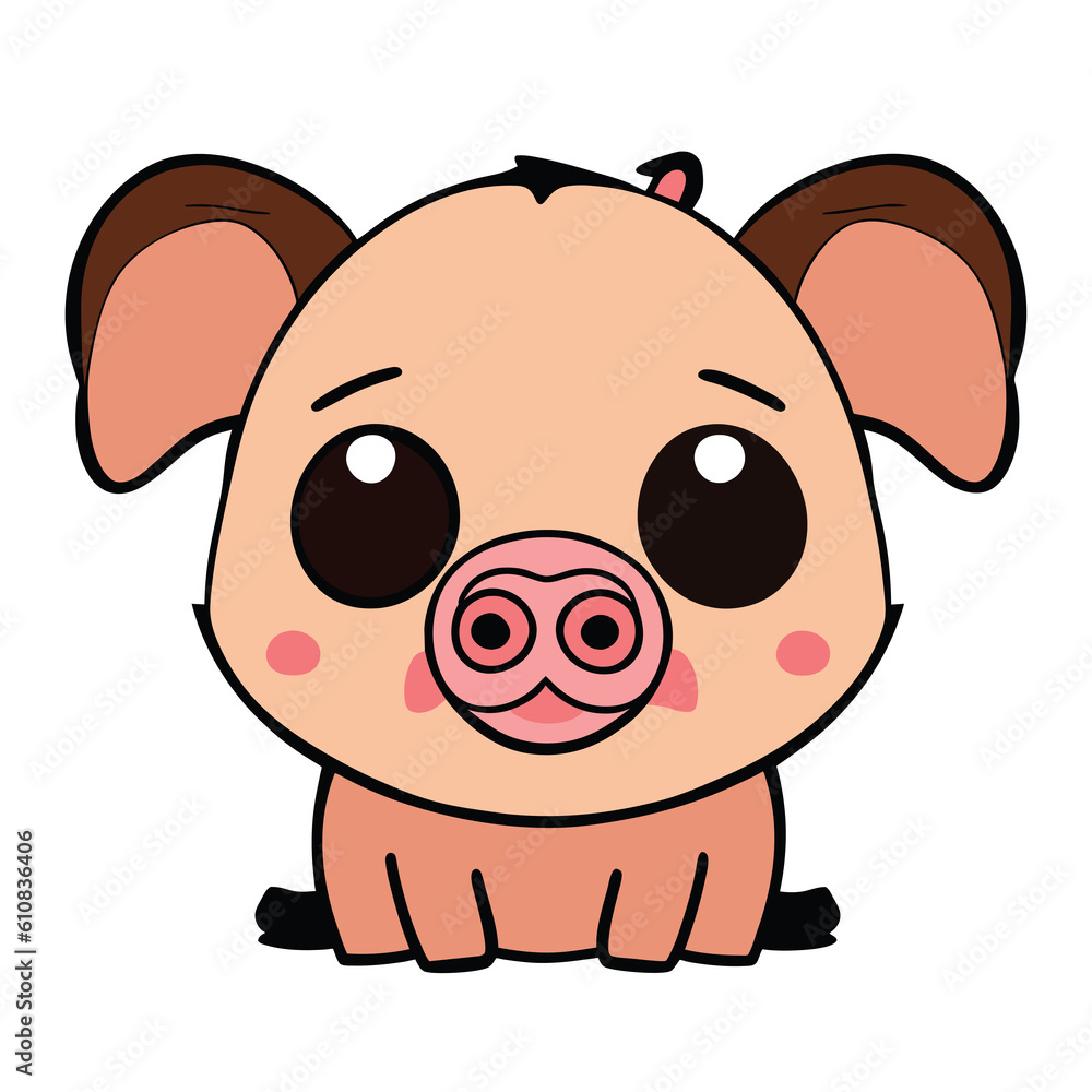 Fototapeta premium Cute pig drawing style Pig cartoon