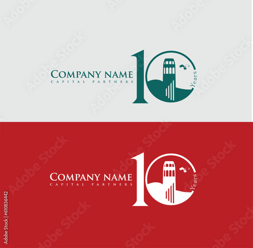 10 years old logotype. Abstract closured abstract template medal. Greetings celebrates. Celebrating isolated numbers 10 anniversary, symbol of age. Financial -10%, 10% % percent off concept, web sign