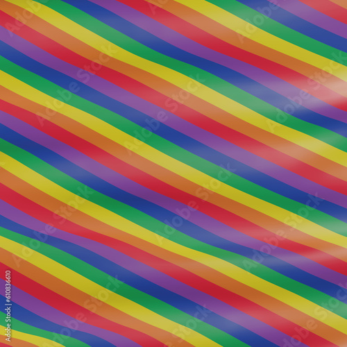 3D Wavy rainbow flag. LGBTQ color.