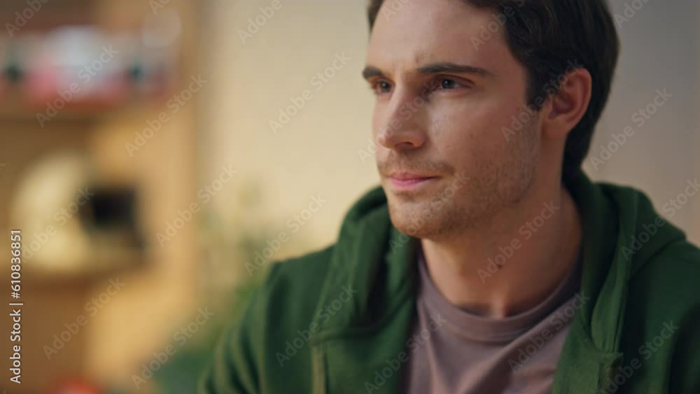 Pensive creator holding ball thinking office close up. Man waiting inspiration Pensive creator holding ball thinking office close up. Man waiting inspiration
