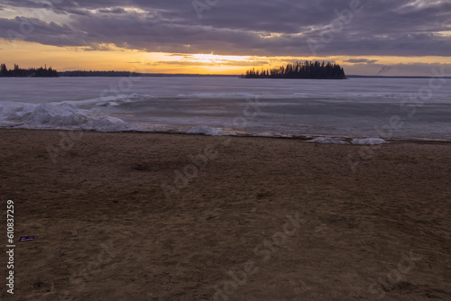 A Colorful Sunset over Frozen Astotin Lake