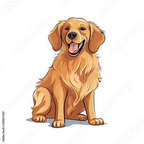 Golden Retriever in Fun Comic Style: Vector Illustration