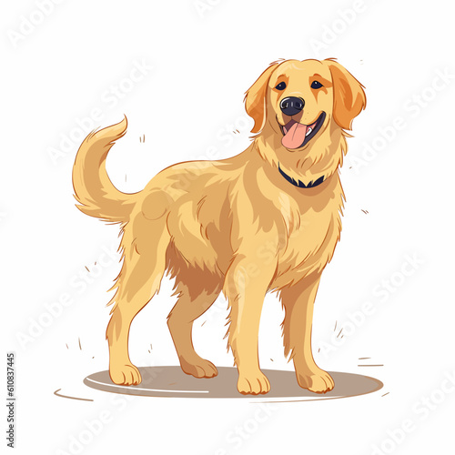Golden Retriever in Fun Comic Style: Vector Illustration