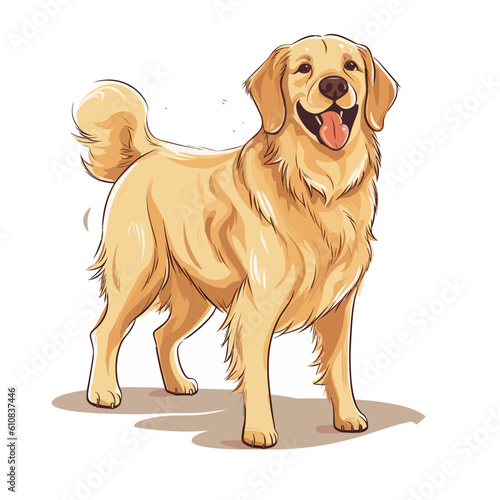 Golden Retriever in Fun Comic Style: Vector Illustration