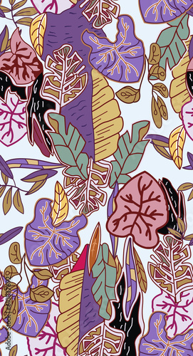 Wallpaper Mural seamless pattern with leaves Torontodigital.ca