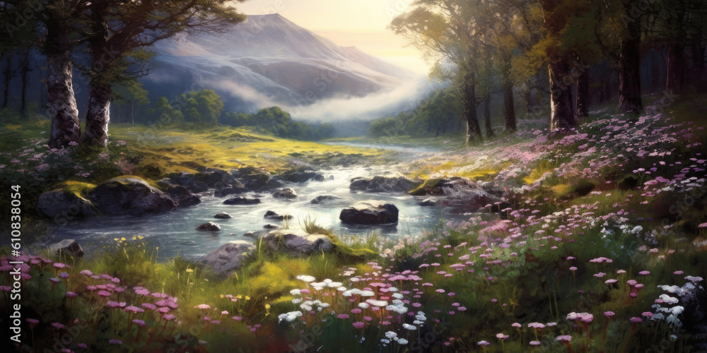  twilight descends upon a secluded glen, delicate wildflowers sway in the fading light  Generative AI Digital Illustration Part#060623 
