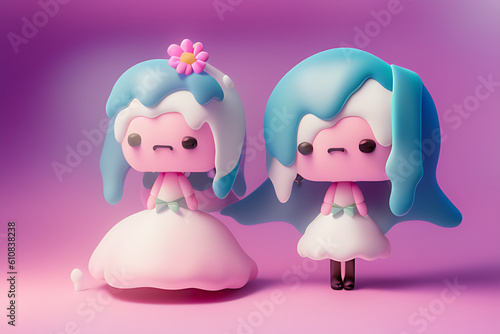 polymode-style-bride-biscuit-toy-soft-smooth-lighting-soft-pastel-colors-3d-blender-render, Generative AI