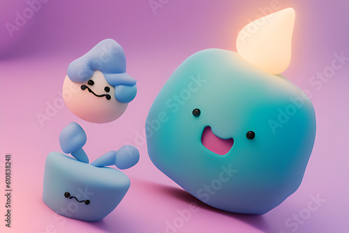polymode-style-cake-coldsuit-toy-soft-smooth-lighting-soft-pastel-colors-3d-blender-render, Generative AI