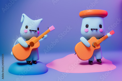 polymode-style-cold-porcelain-of-a-groom-playing-guitar-toy-soft-smooth-lighting-soft-pastel, Generative AI