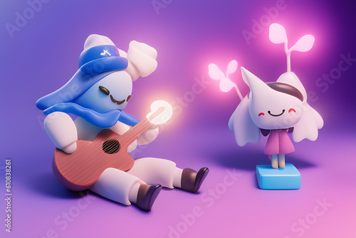 polymode-style-cold-porcelain-of-a-groom-playing-guitar-toy-soft-smooth-lighting-soft-pastel, Generative AI