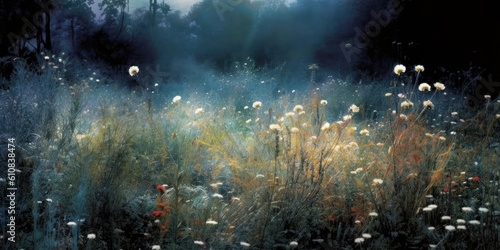 twilight-lit meadow  wilting flowers paint a scene of fading beauty  Generative AI Digital Illustration Part 060623 