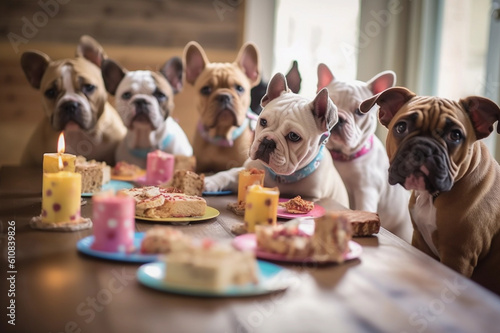 Puppy having a birthday party