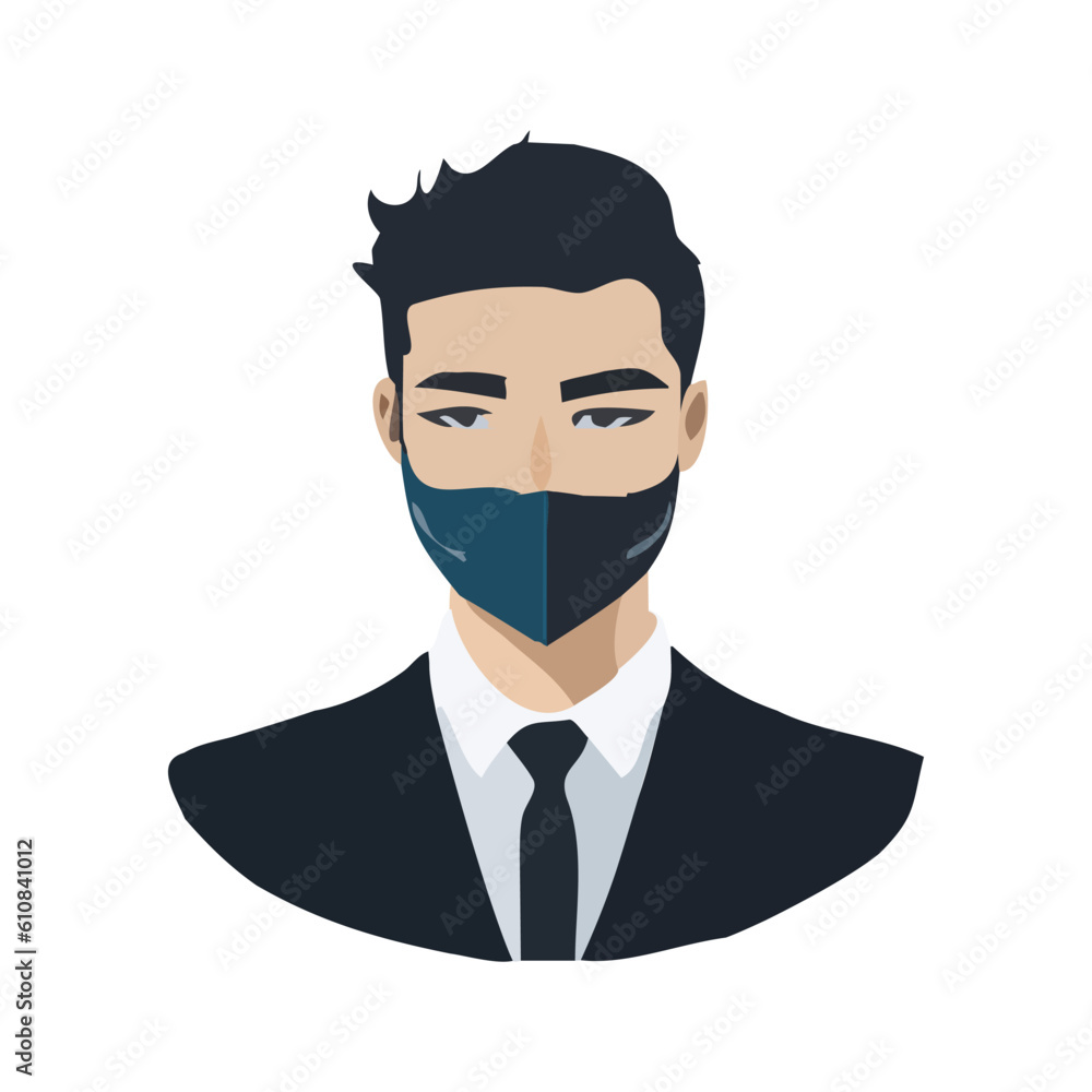 Young businessman wearing a mask