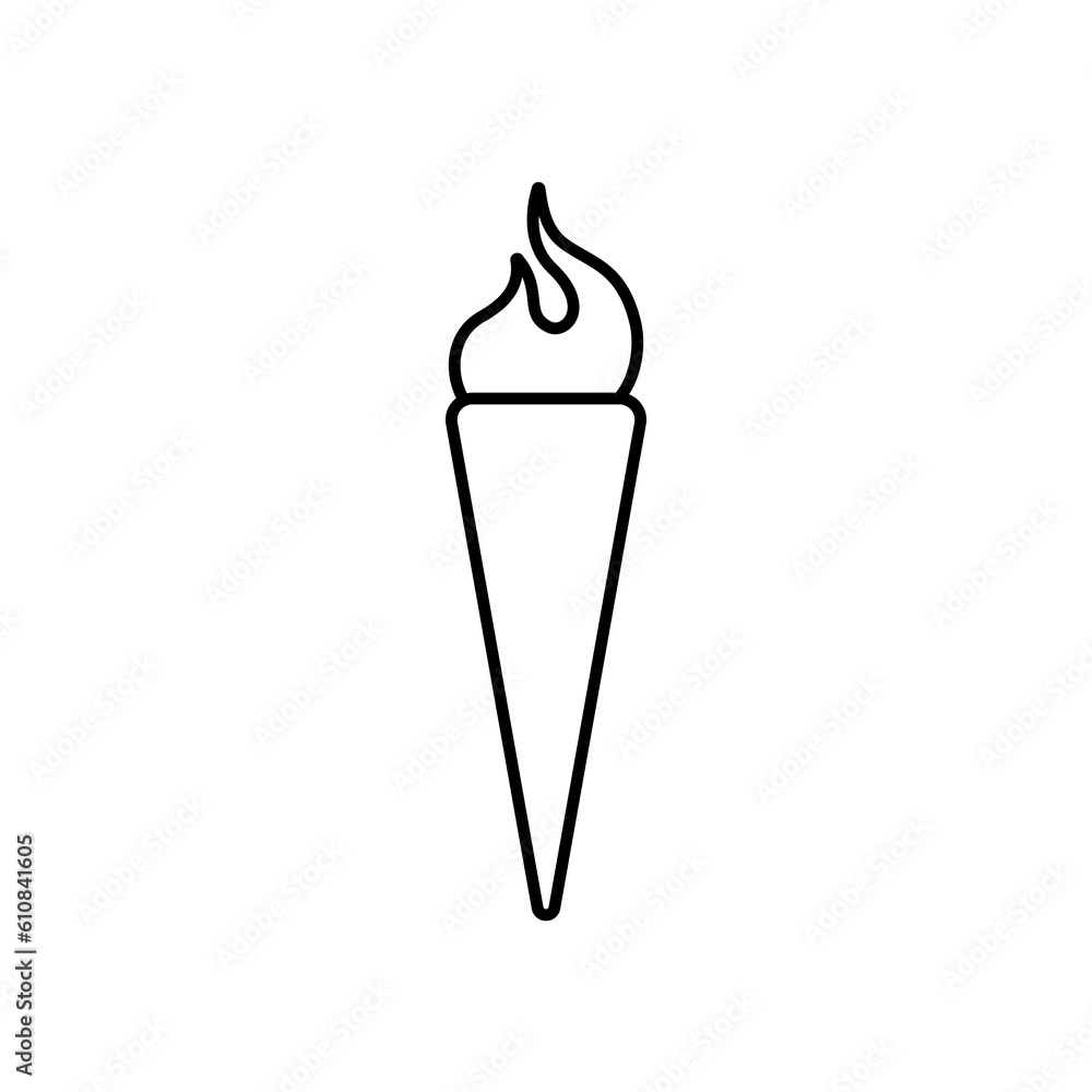 Torch icon. Vector illustration of a burning ice cream cone. Torch icon. Vector illustration of a burning ice cream cone.