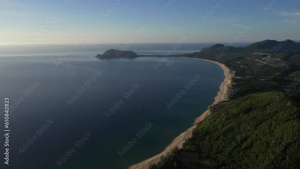 Aerial drone video of tropical paradise exotic Cu Mong lagoon, Vinh Hoa bay covered in limestone trees with emerald crystal clear beach and Lobster farm in Phu Yen, Vietnam Aerial drone video of tropical paradise exotic Cu Mong lagoon, Vinh Hoa bay covered in limestone trees with emerald crystal clear beach and Lobster farm in Phu Yen, Vietnam