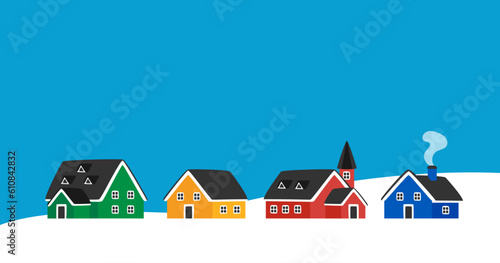 landscape with colorful houses