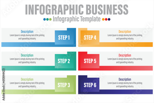 6 Steps, six 6 option Paper note shape elements with steps,road map,options,milestone,timeline,processes or workflow.Business data visualization.Creative step infographic template for presentation.