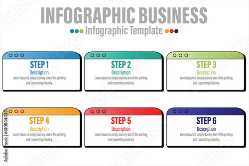 6 Steps, six 6 option Paper note shape elements with steps,road map,options,milestone,timeline,processes or workflow.Business data visualization.Creative step infographic template for presentation.