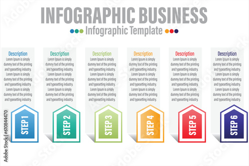 Vector Infographic design with 6 options or 6 steps. process diagram, flow chart, info graph, Infographics for business concept, presentations banner, workflow layout.