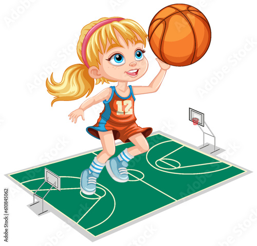 Cute basketball player cartoon character