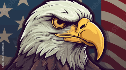 Patriotic Emblem: American Eagle on Flag Background Vector Illustration