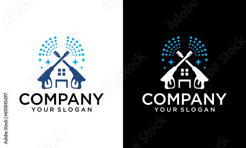 Steam House cleaning logo design with abstract concept