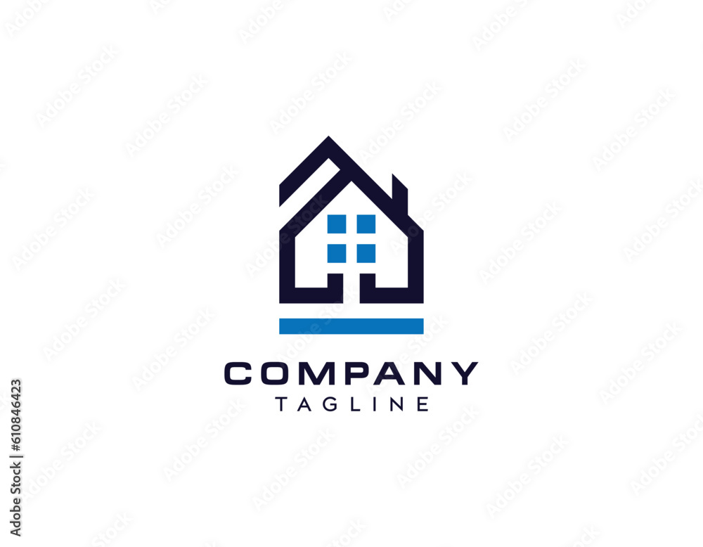 Modern real estate or Residential Home or House Logo Design Template. Real estate logo design, home, house, window, vector design