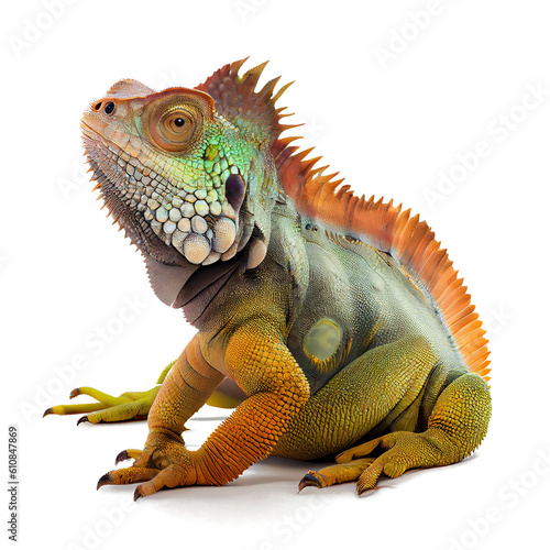 iguana isolated on white generative AI