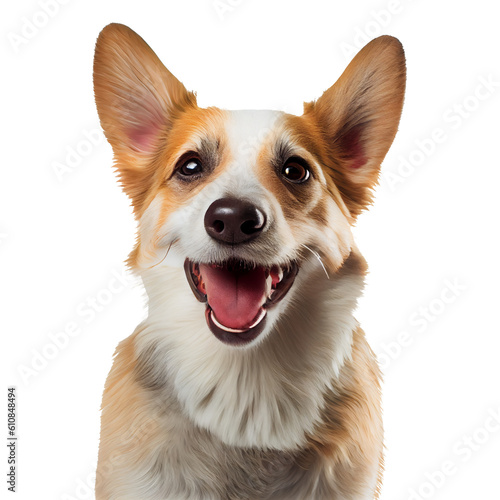 Happy dog, smiling dog on white background for project decoration Publications and websites