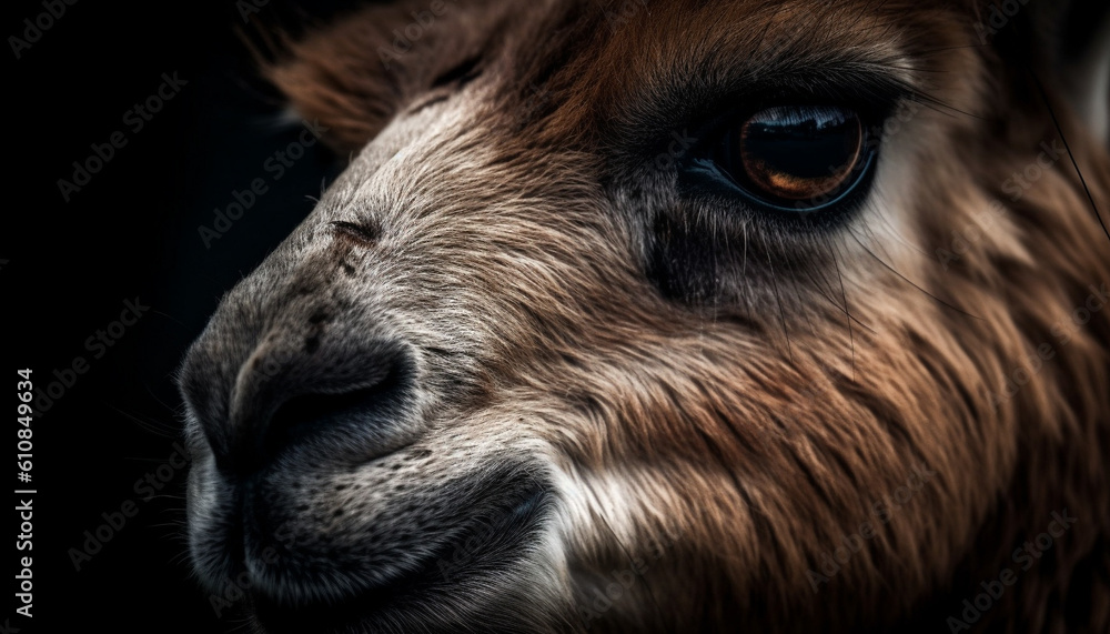 Fluffy alpaca and goat pose for portrait generated by AI Fluffy alpaca and goat pose for portrait generated by AI