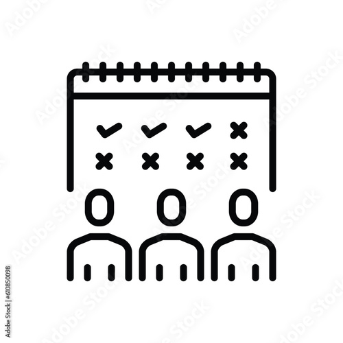 Black line icon for attended 