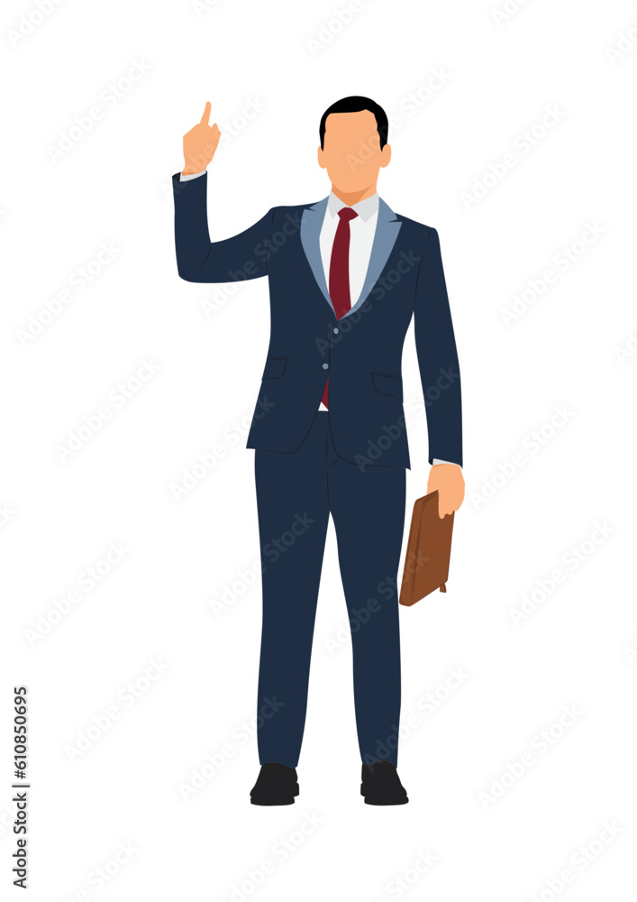 a businessman raises his hand up while holding a folder