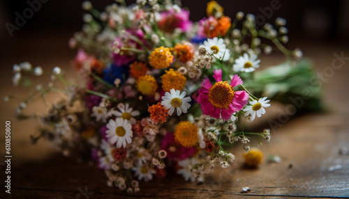 A rustic bouquet of wildflowers and herbs generated by AI © grgroup