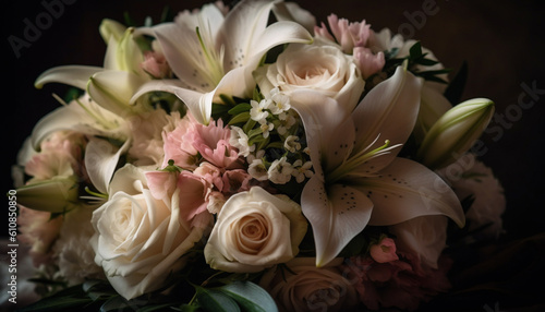 A beautiful bouquet of fresh flowers for weddings generated by AI