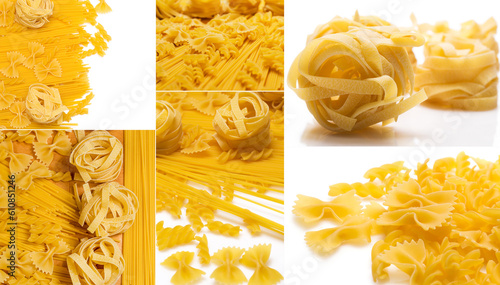 Collage from pictures of macaroni