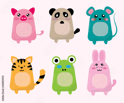 cute animal set illustration design, character illustration for children, flat design 