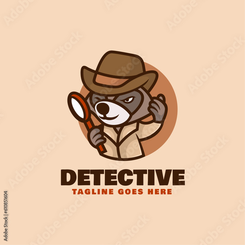Vector Logo Illustration Detective Mascot Cartoon Style.
