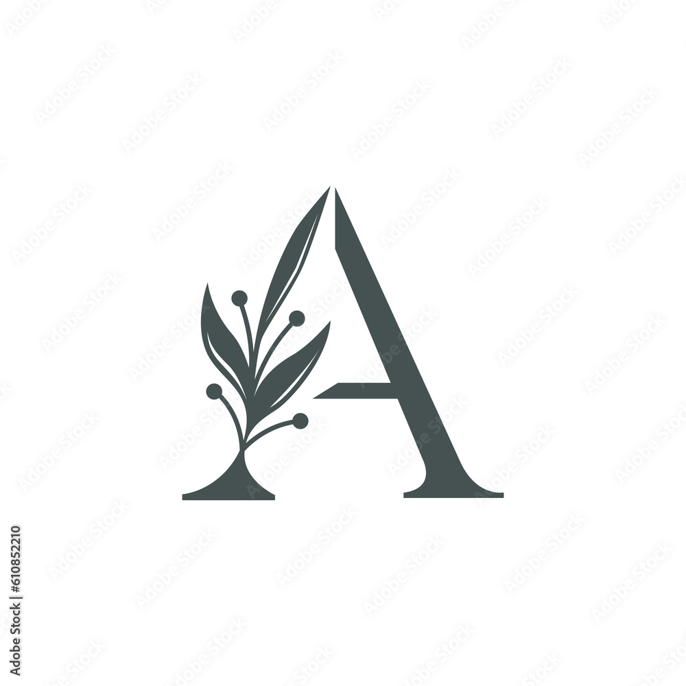 logo modern and luxury letter A botanical flower monogram design vector logo modern and luxury letter A botanical flower monogram design vector