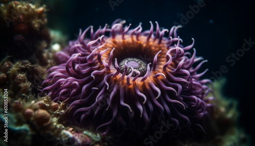 Colorful clown fish swim in vibrant coral reef generated by AI